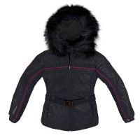 Ski jacket emboblack-shinyblack-brightfuchsia