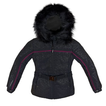 Ski jacket emboblack-shinyblack-brightfuchsia