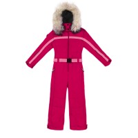 Ski overall bright fuchsia-coral pink-pearl white