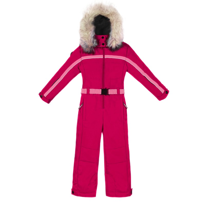 Ski overall bright fuchsia-coral pink-pearl white